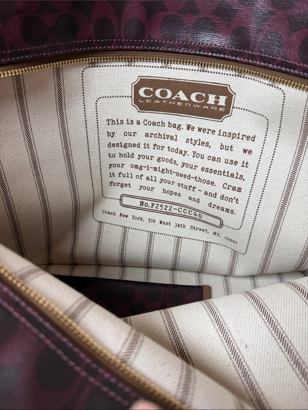 Coach Taxi Signature Tote in Burgundy/Chocolate - Picture 3 of 4